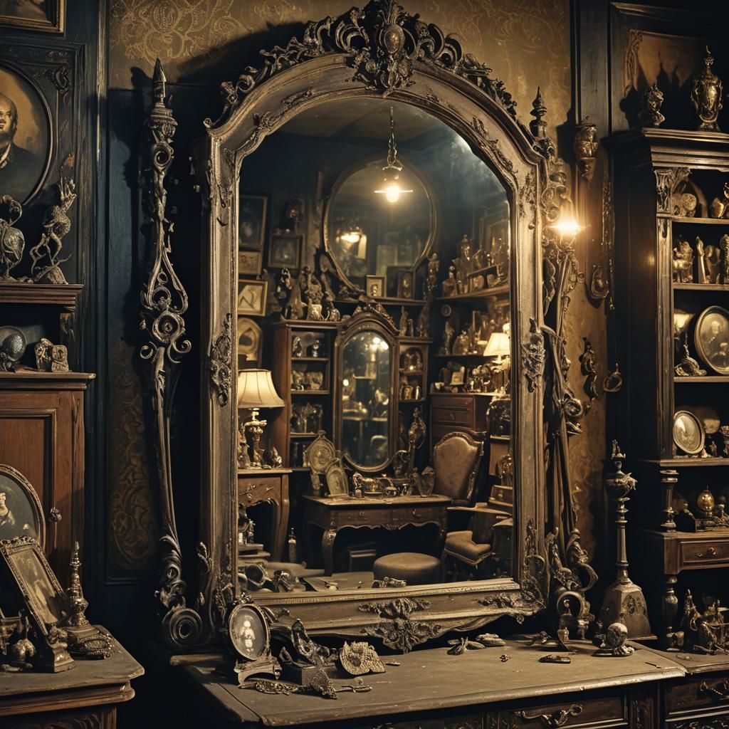 Mystical Dark Fantasy Antique Shop Mirror
