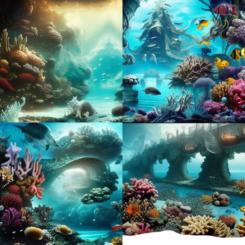 Vibrant Ocean Life in Digital Matte Painting