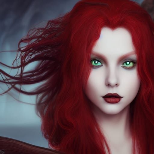 Red-Haired Vampire: Detailed Fantasy Art