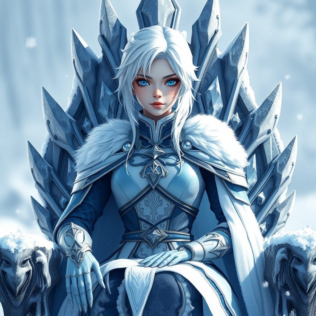 Regal Ice Queen in Winter Wonderland Scene