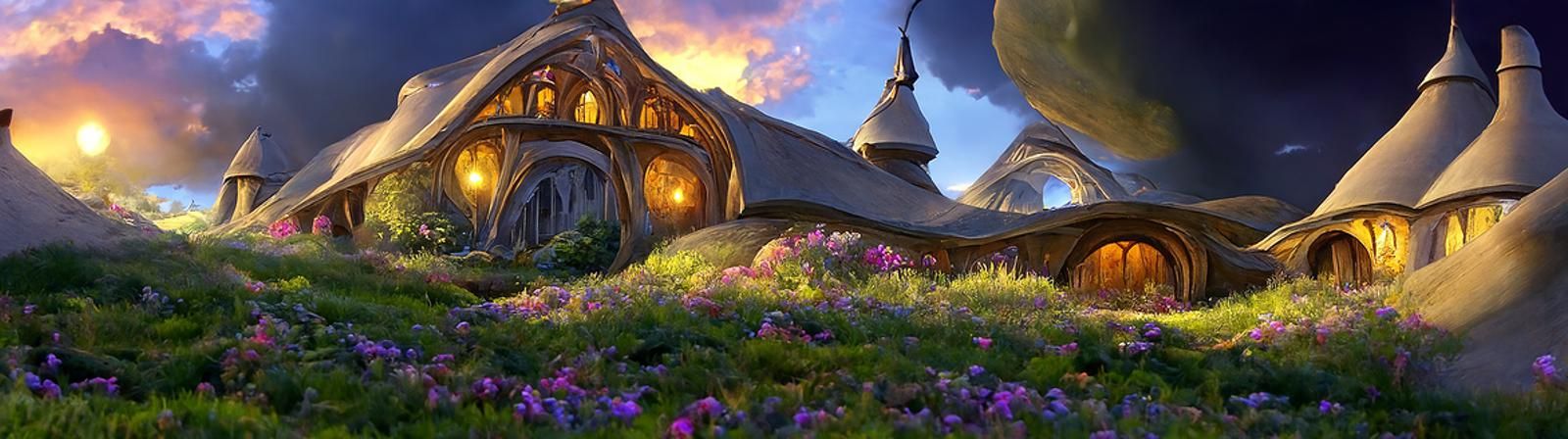 Elegant Hobbit House in Whimsical Fantasy Art