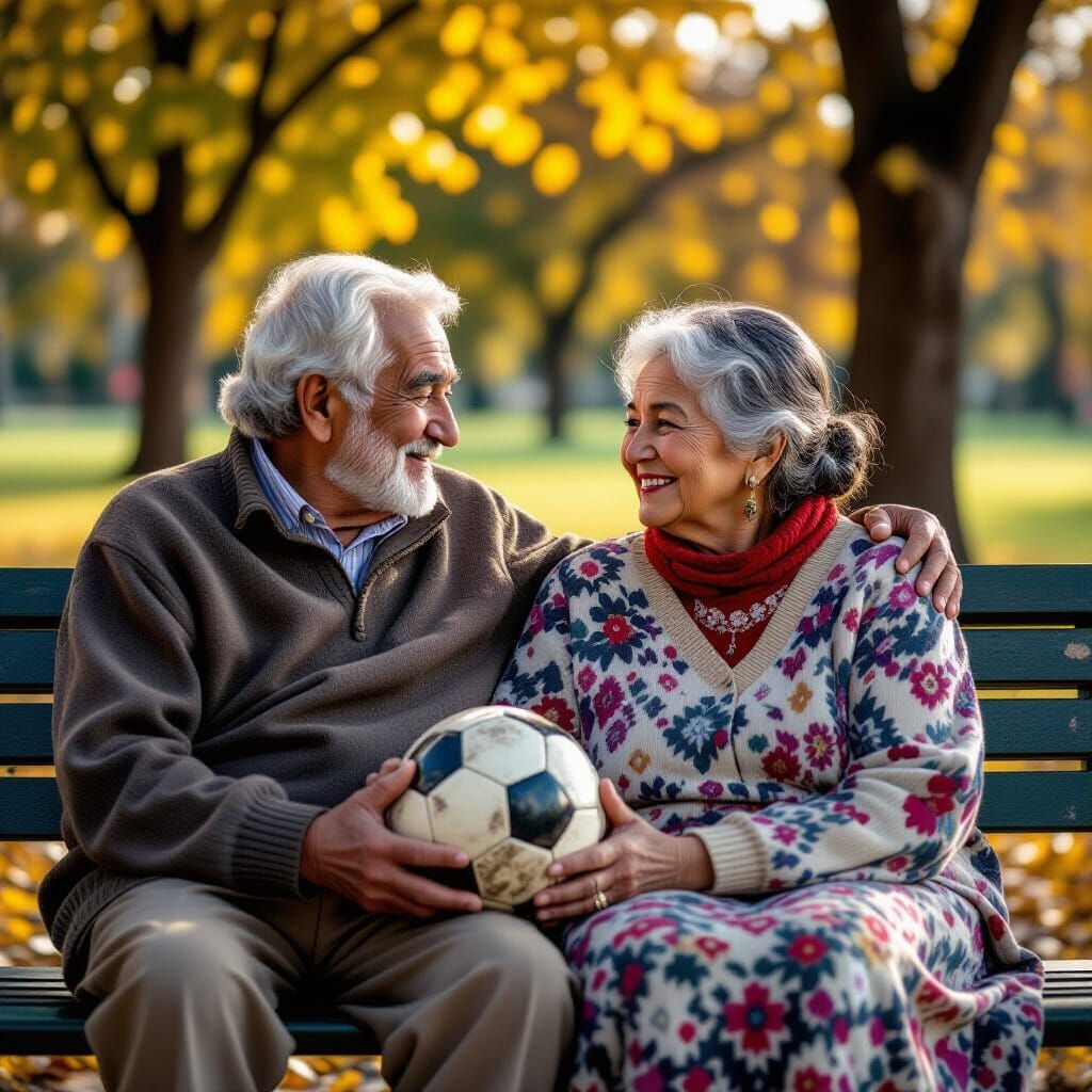 Heartwarming Portrait of Elderly Couple in Park