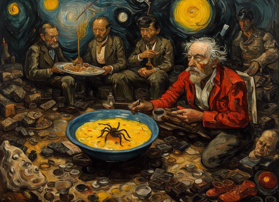 Mind Meltdown: Spider Soup in Encaustic Style
