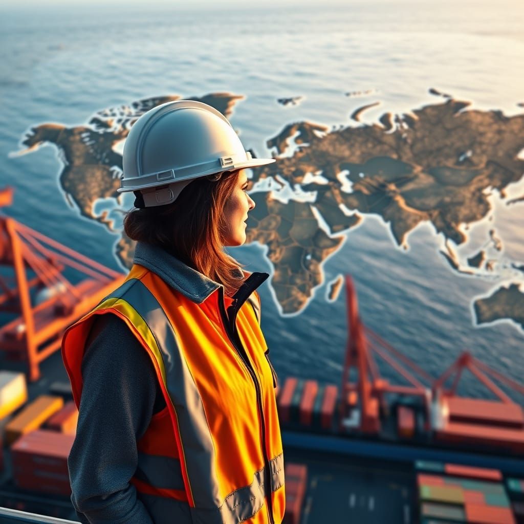 Cargo Supervisor at Rotterdam Port with 3D World Map