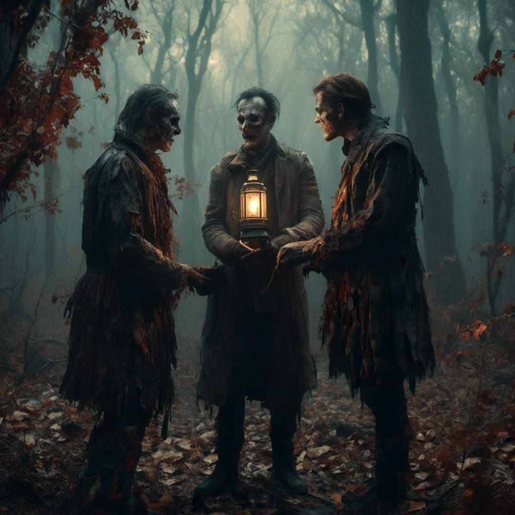 Creepy Woods Handshake: Macabre Fantasy Art