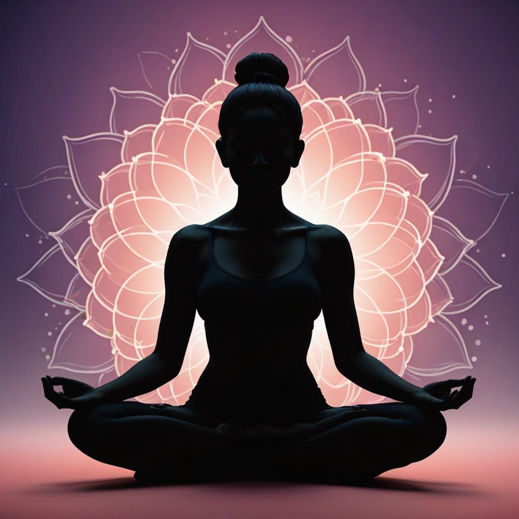 Silhouette in Lotus Position with Abstract Background