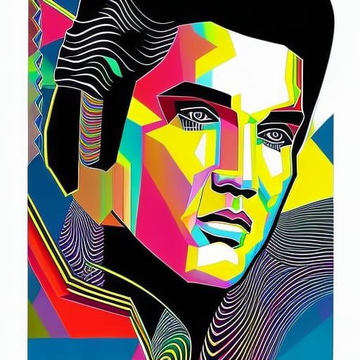 Colorful Geometric Portrait of Elvis Presley