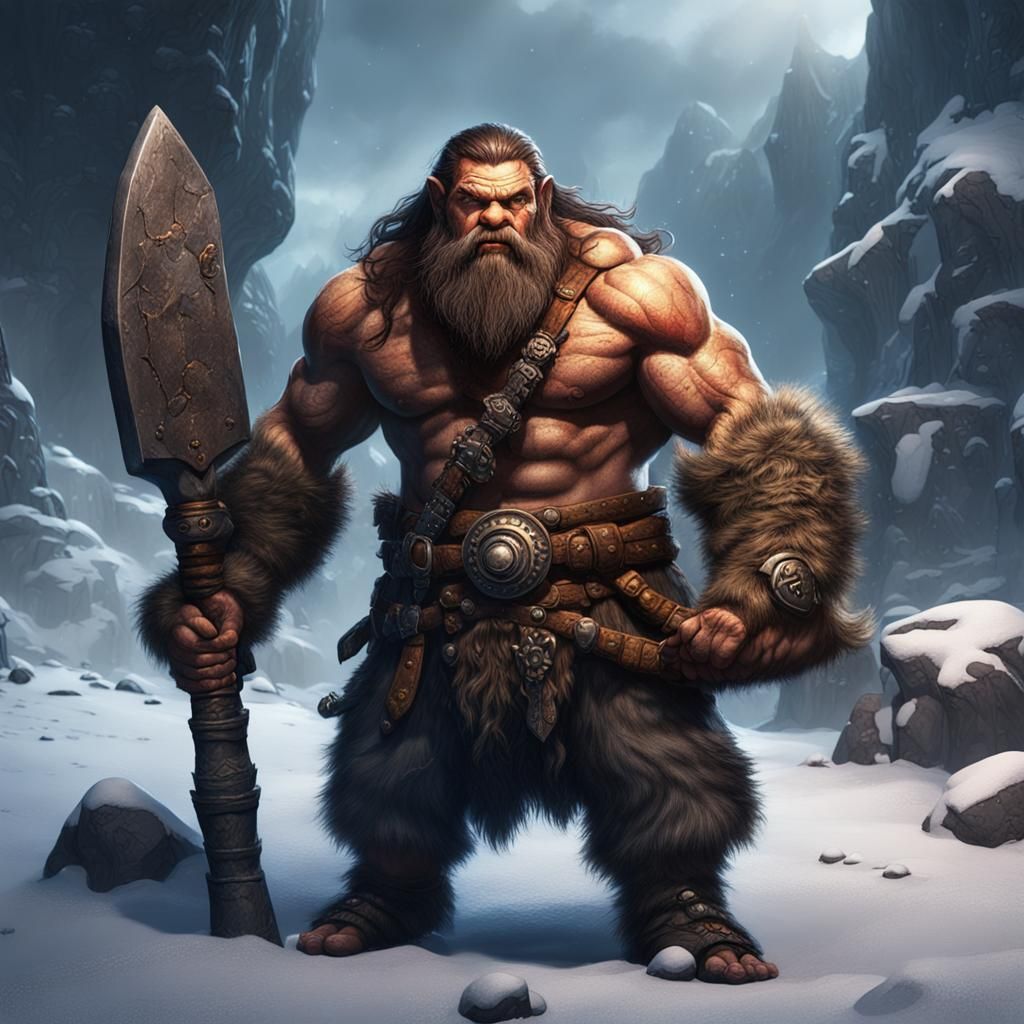Caveman Dwarf Barbarian Fantasy Concept Art
