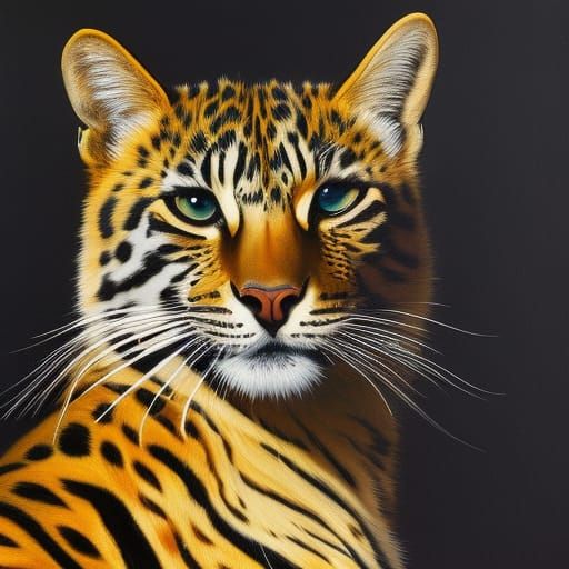 Detailed Leopard Portrait in Expressive Oil Painting