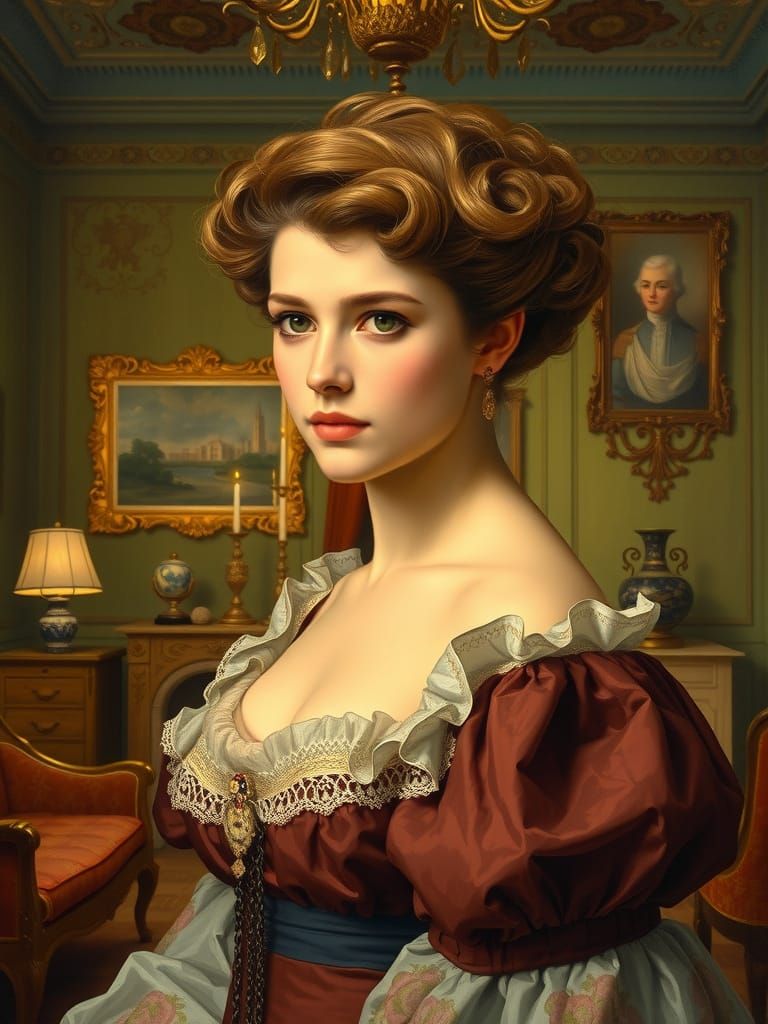 Victorian Lady in Elegant Salon