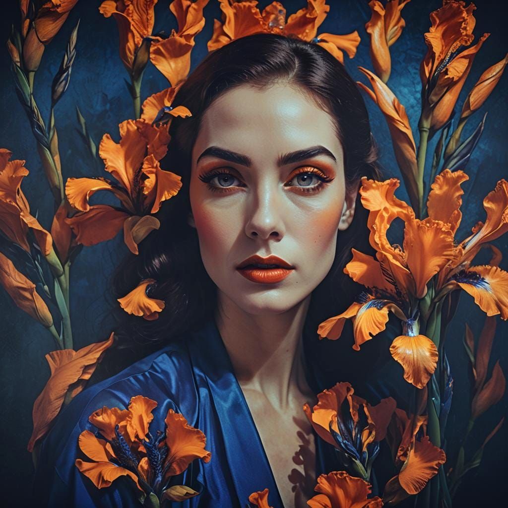 Collage Portrait of Woman with Orange Eyes