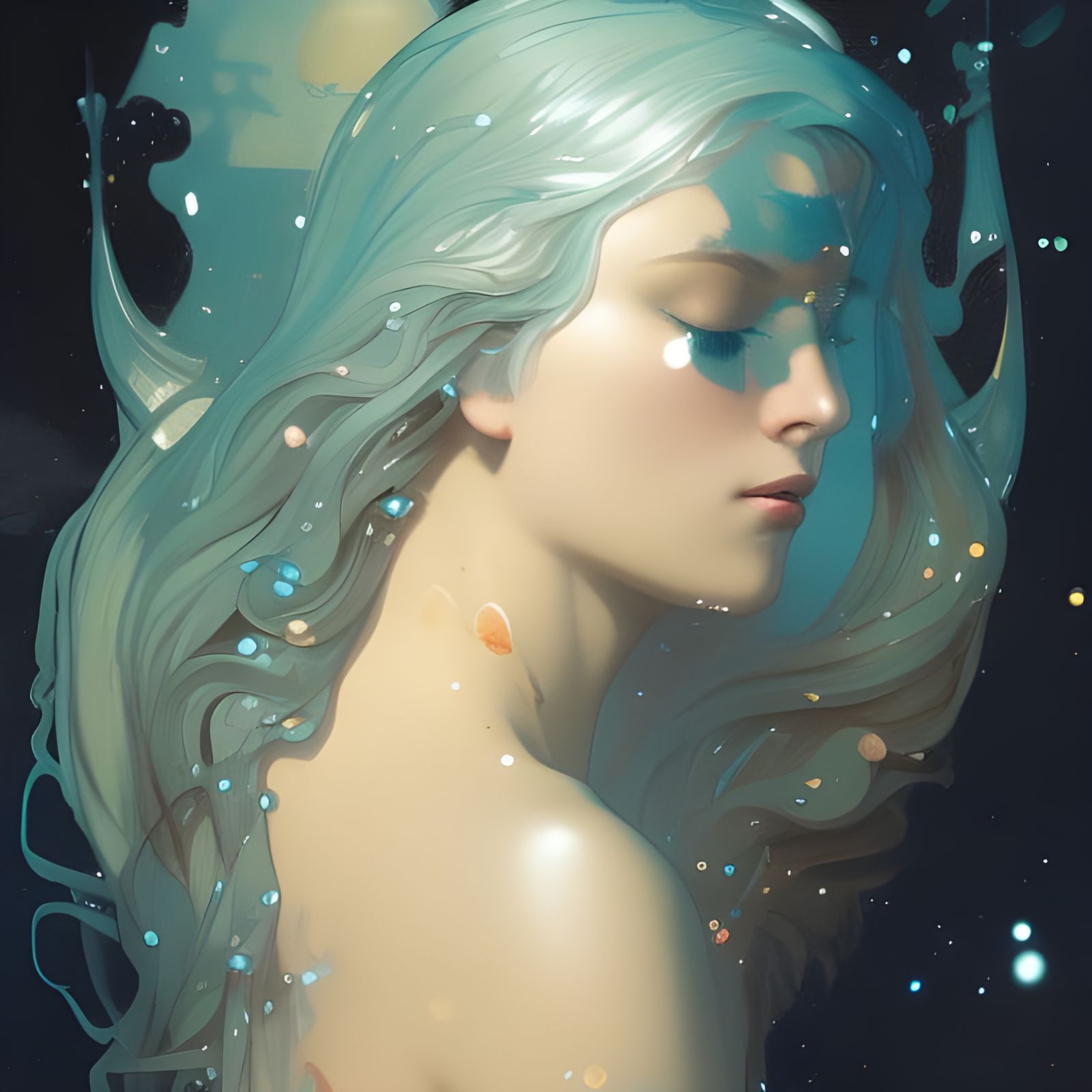 Moonlit Medieval Fountain: Hyperdetailed Fantasy Portrait