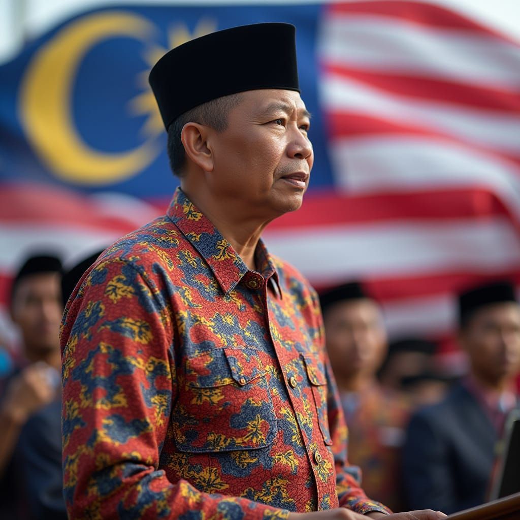 Man Celebrates Independence Day with Malaysian Flag