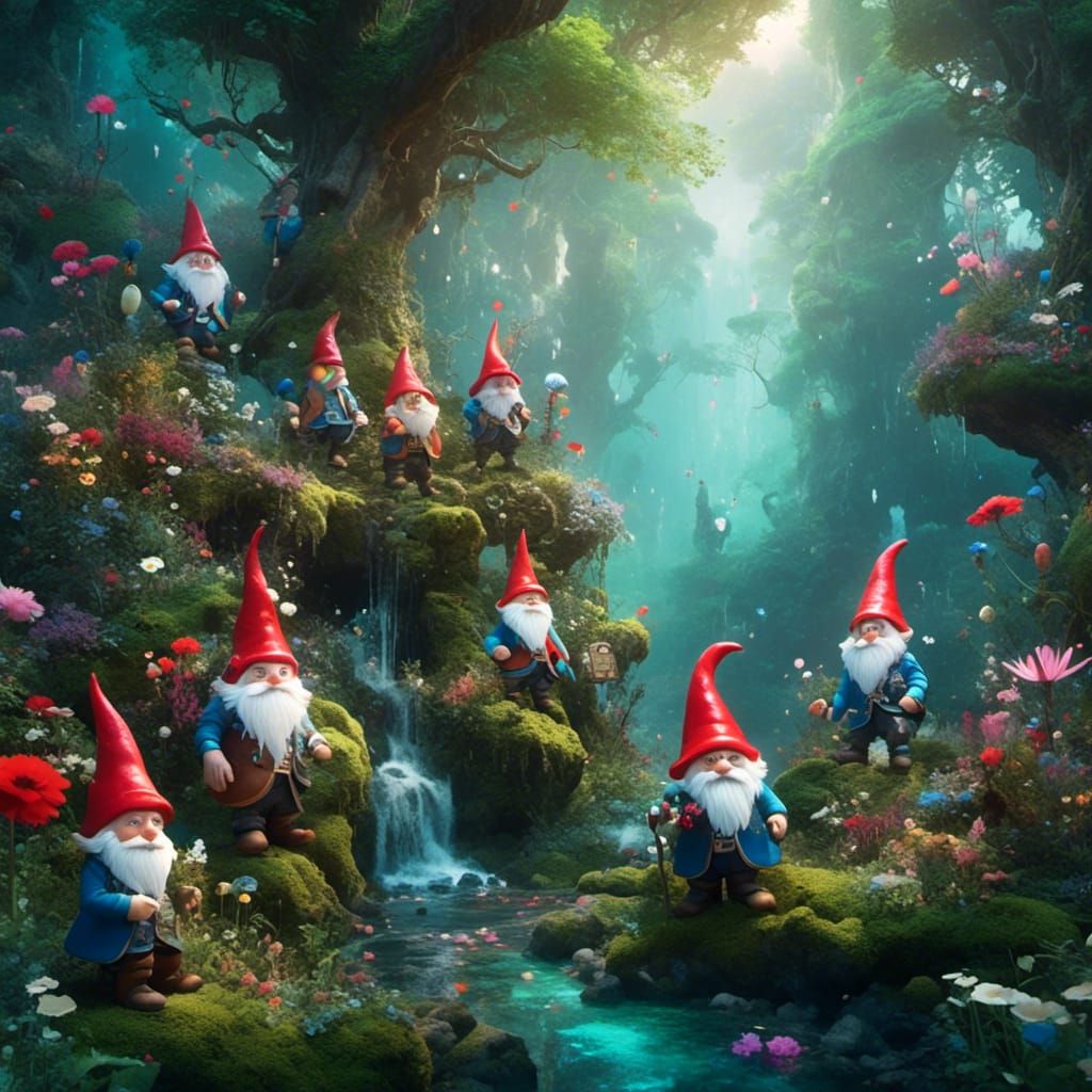 Gnome Gathering by the Enchanted Stream