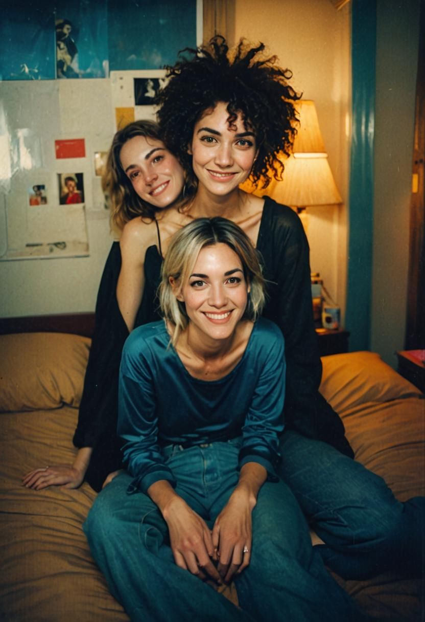 Polaroid Photo of Two Women with Heterochromia