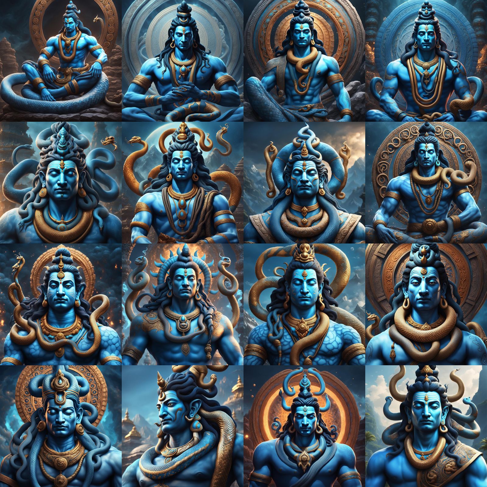Shiva with Snake: Detailed Fantasy Concept Art