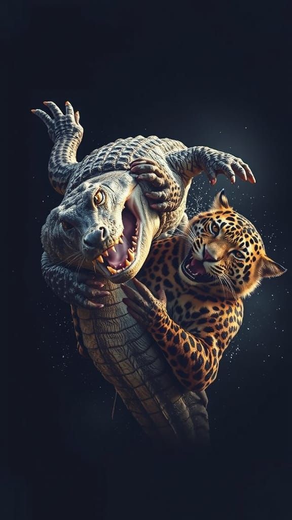 Jaguar vs Crocodile Swamp Battle Golden Hour Photography