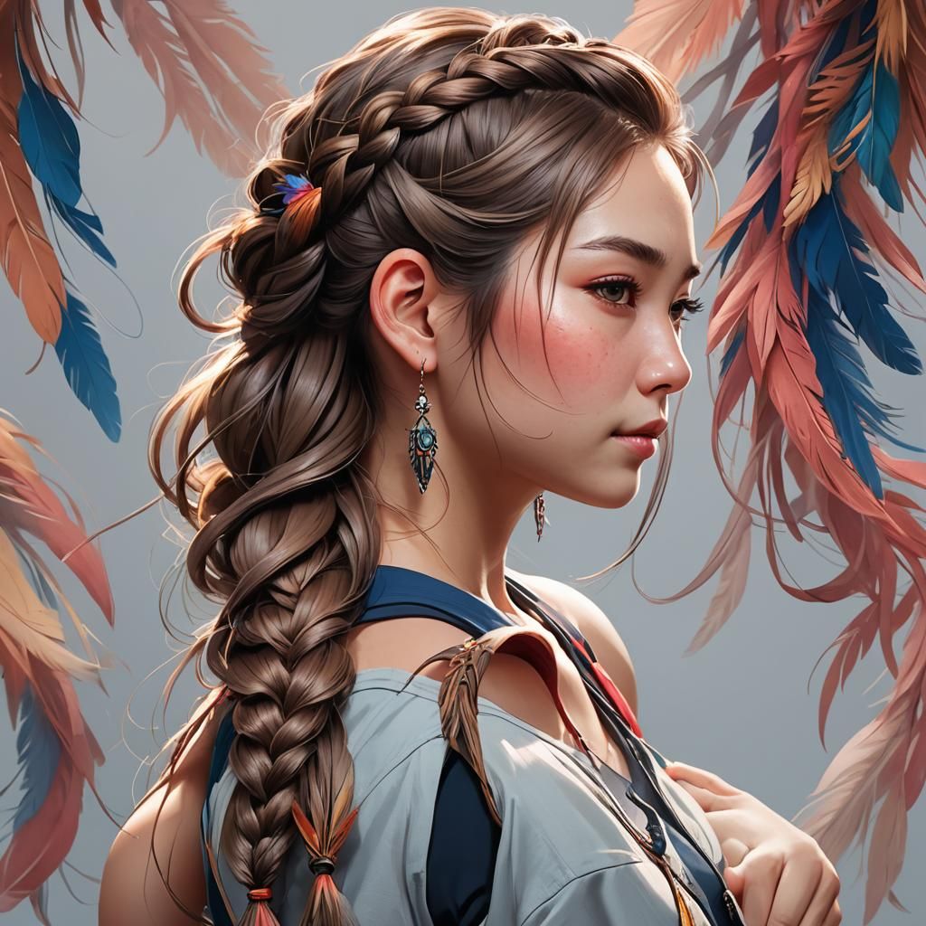 Japanese Woman in Mall: Hyperdetailed Portrait