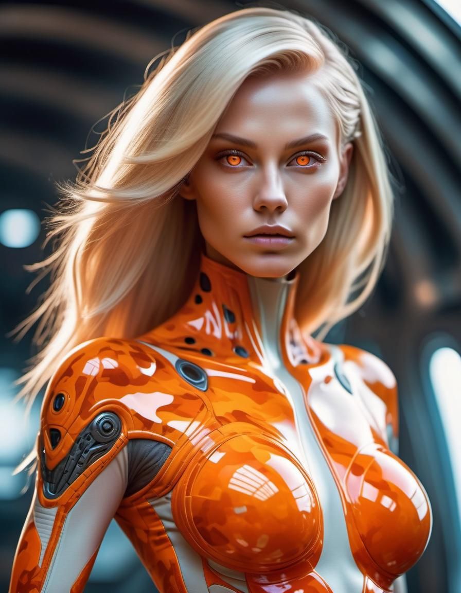Venusian Girl with Translucent Eyes in Futuristic Scene