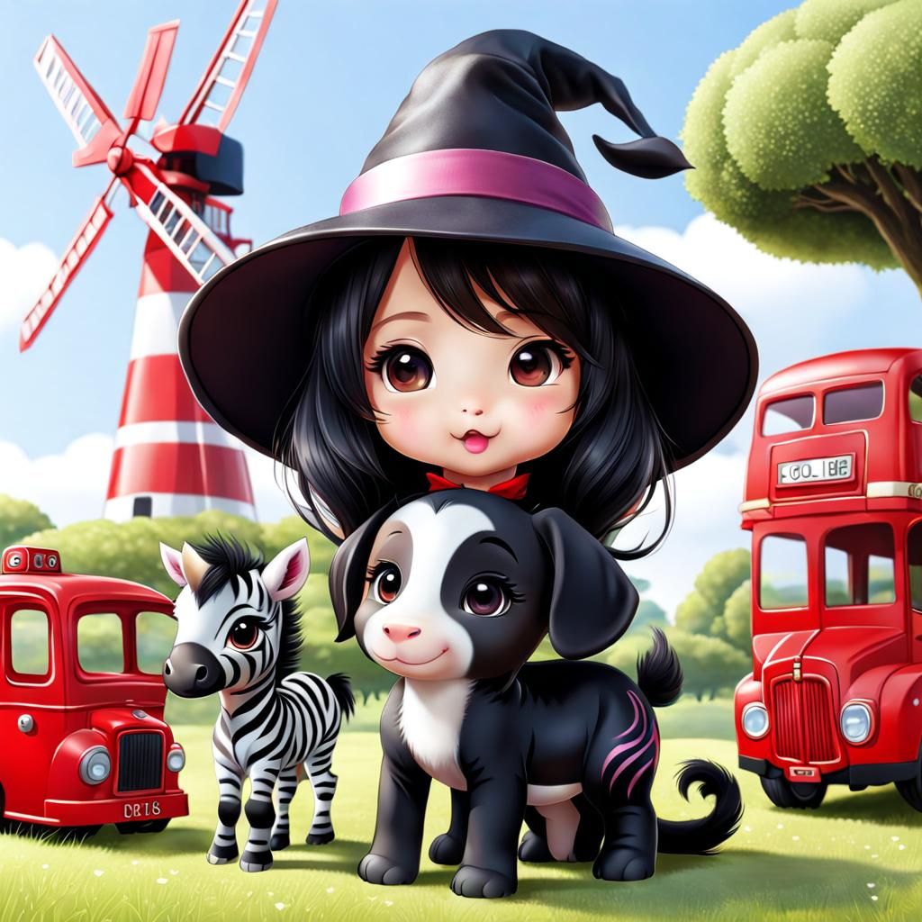 Cute Chibi Witch and Friends