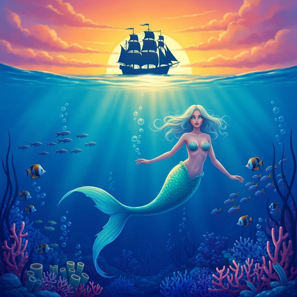 Ethereal Mermaid in Luminous Underwater Scene