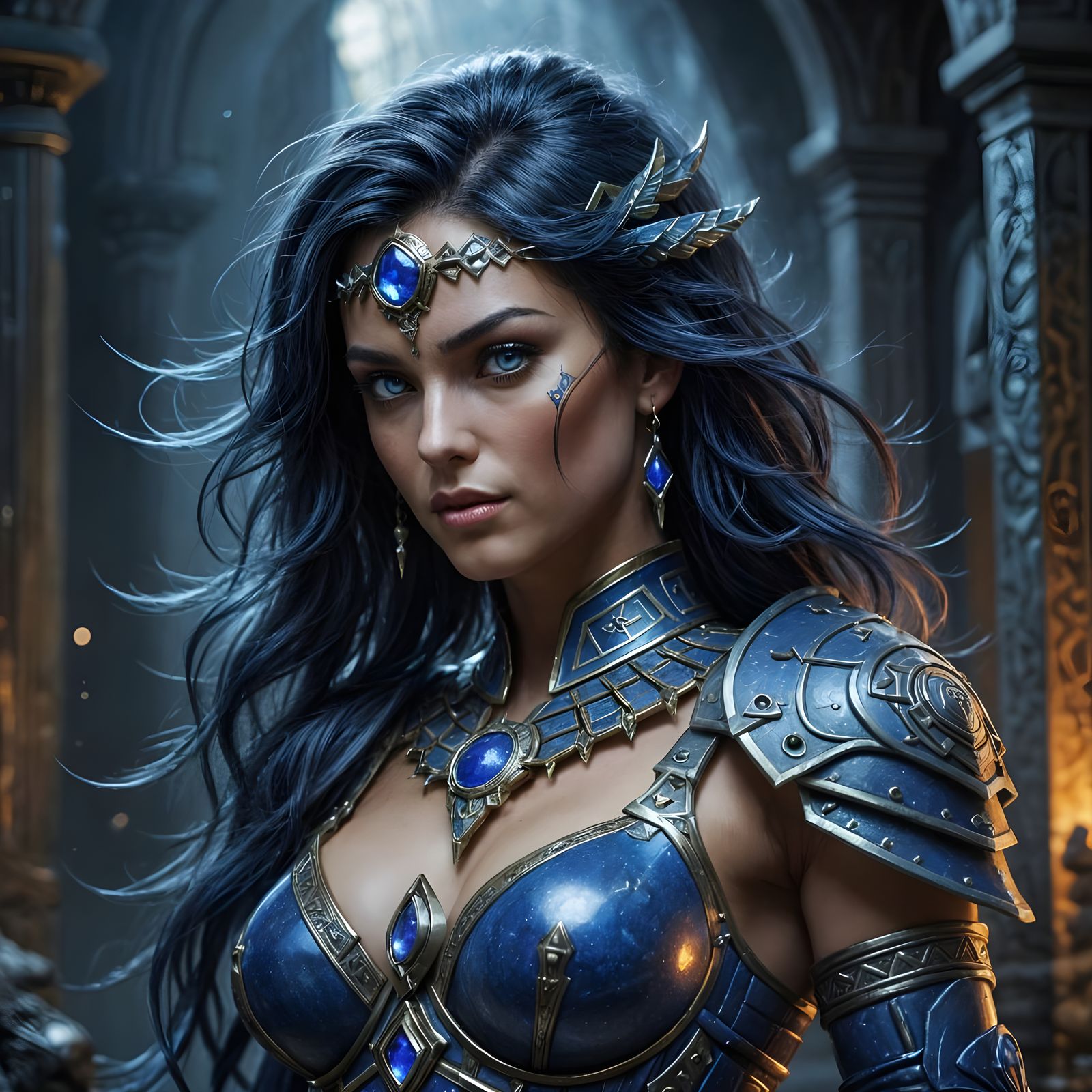 Mystical Warhammer 40k Warrior Goddess in Realistic Style