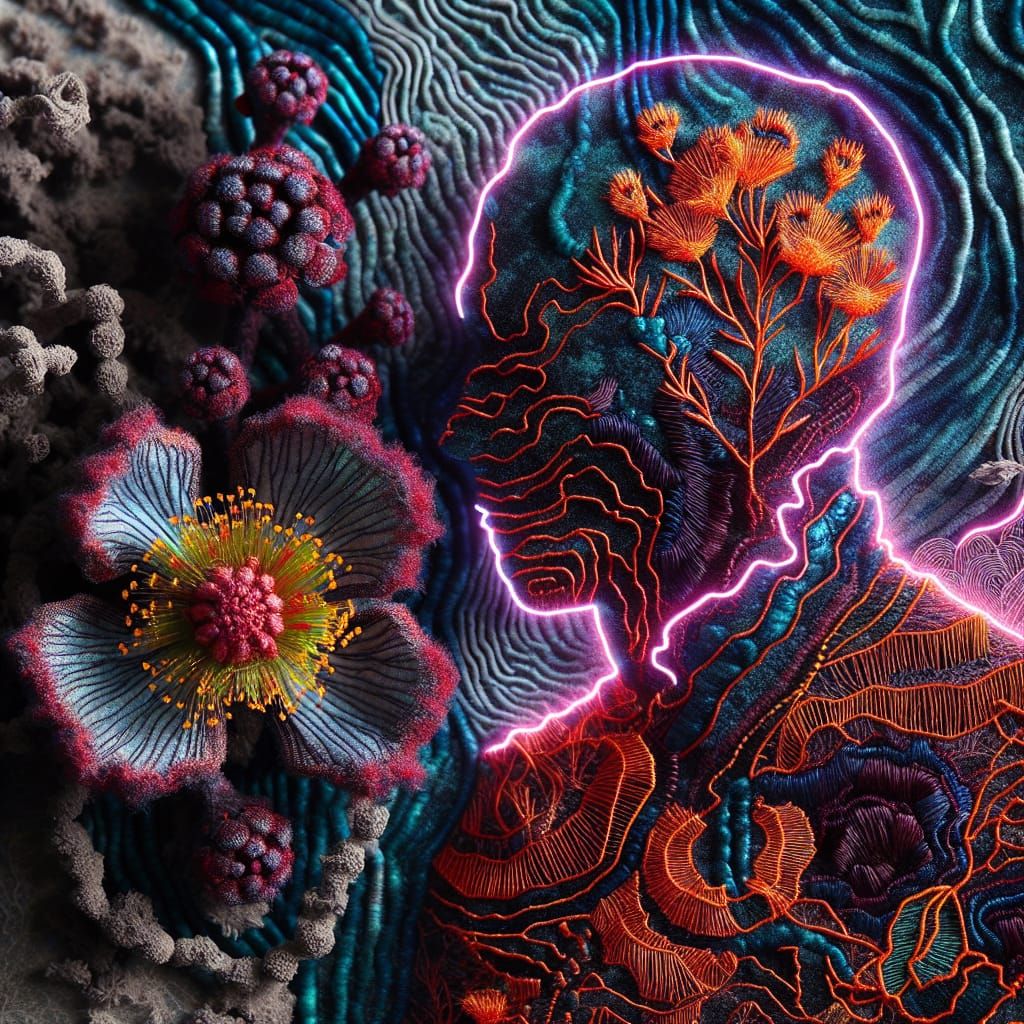 Darkcore Embroidered Dystopiana Neon Liquid Fire Outline