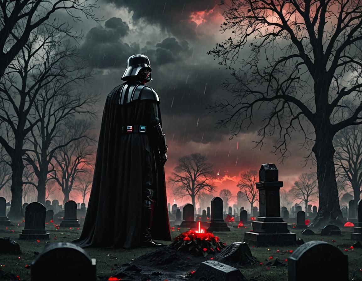 Darth Vader Mourns at a Funeral: Surreal Digital Art