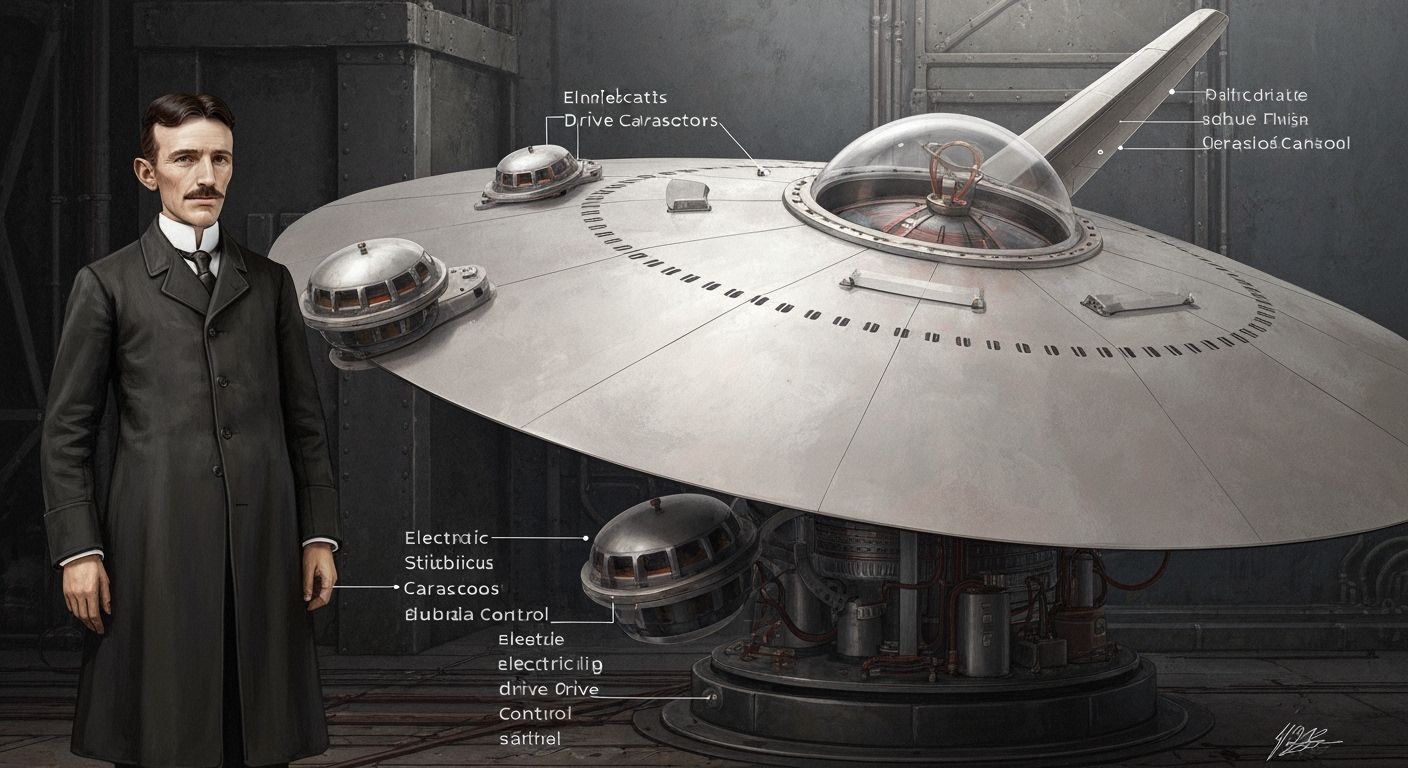 Tesla's Flying Saucer Prototype: Syd Mead Style