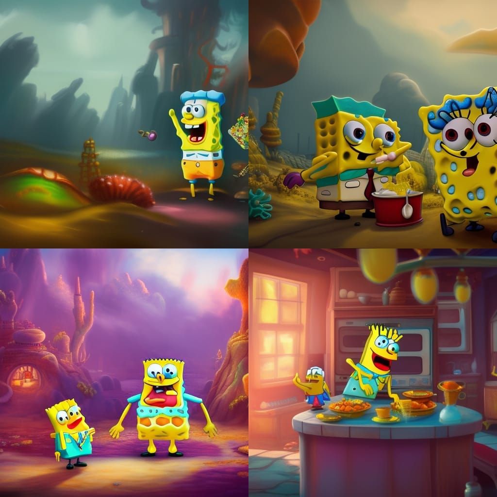 Surreal Spongebob Fantasy Concept Art in 8K