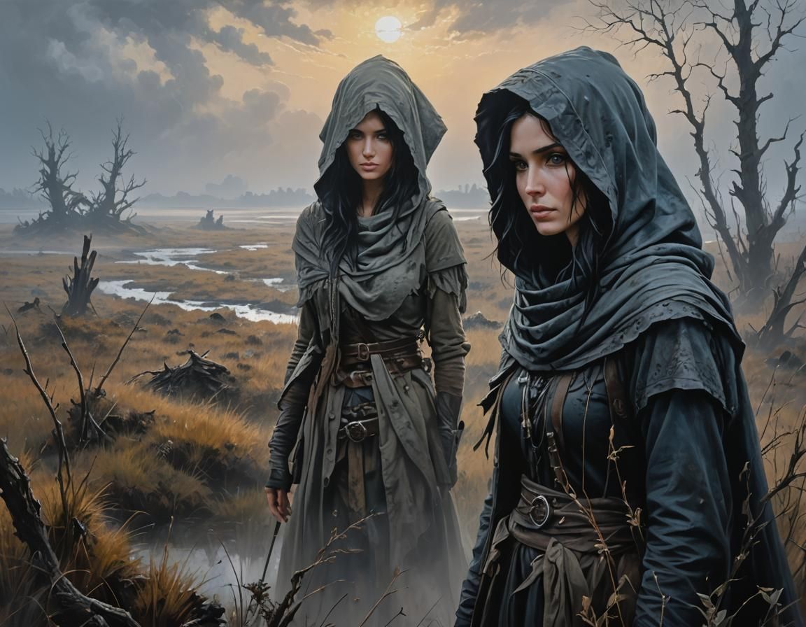 Moor Woman in Post-Apocalyptic Acrylic Painting