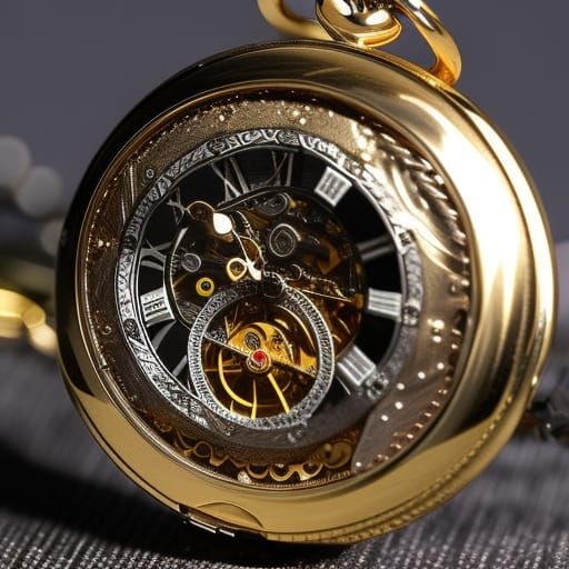 Intricate Open Pocket Watch in Steampunk Style