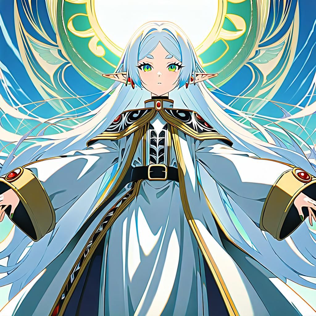 Frieren: The Elf Mage in a Mystical Landscape