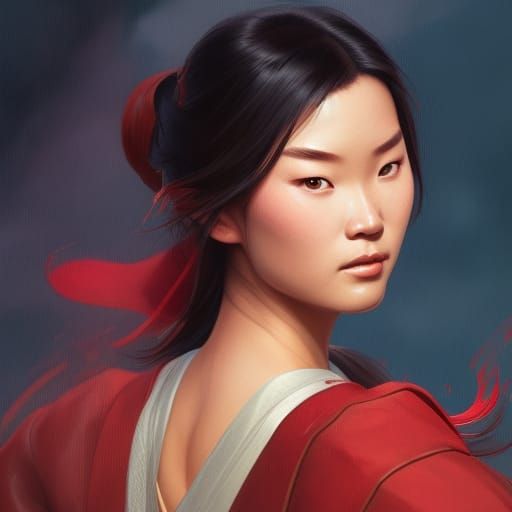 Mulan Portrait in Art Nouveau Style