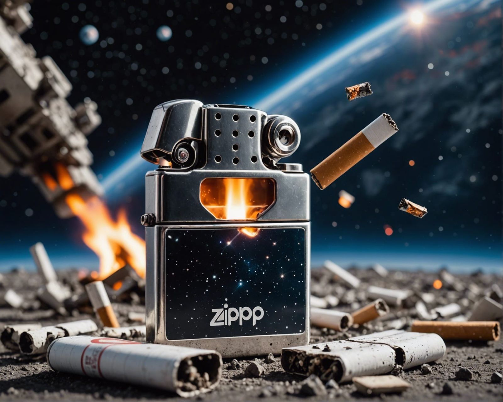 Zippo Lighter Drifting in Space