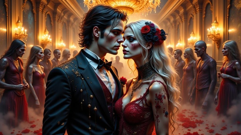 Zombie Couple's Hauntingly Glamorous Prom Night Portrait