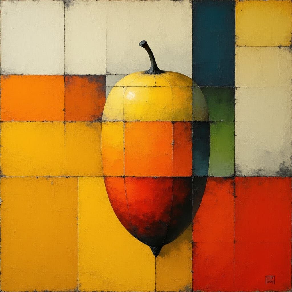 Cubist Acorn on Rothko Color Field