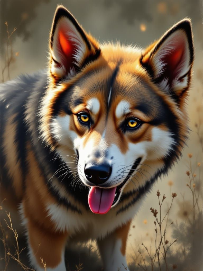 Golden Eyes Shine in Autumn Fields, Unbridled Spirit