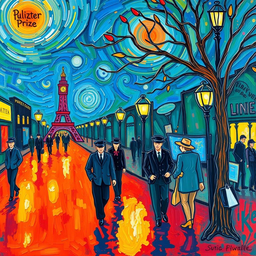 Pulitzer Prize Scene in Expressionist Impasto Style