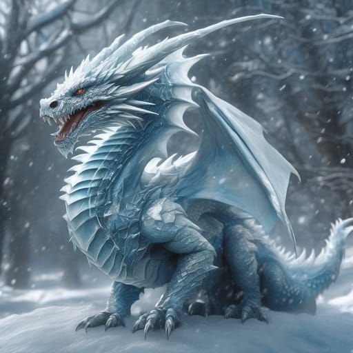 Majestic Ice Dragon in Fantasy Art Style