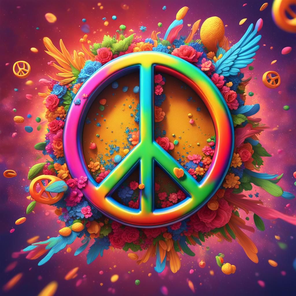 Colorful Pop Art Peace Sign in 8K Resolution