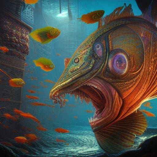 Colorful Koi Fish in Hyperrealistic Digital Art