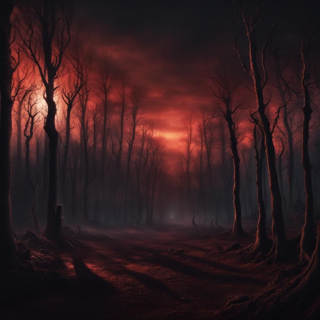 Eerie Evil Forest with Shadow Ghosts
