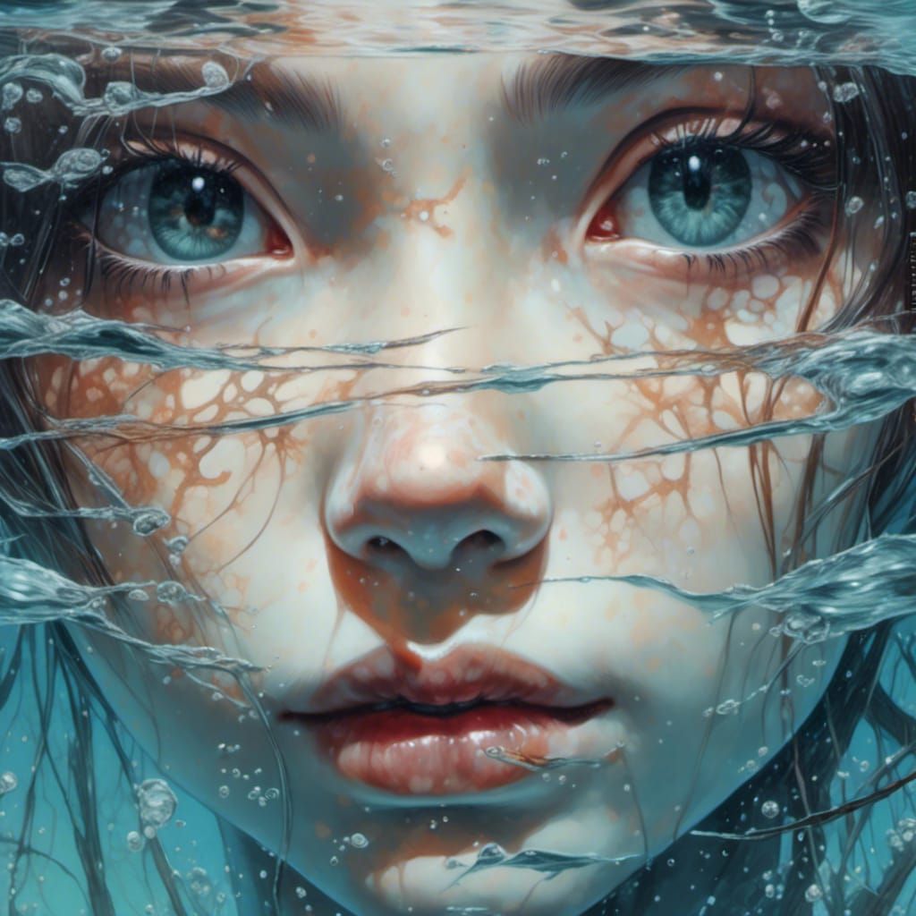 Beautiful Girl in Water: Cinematic Fantasy Art