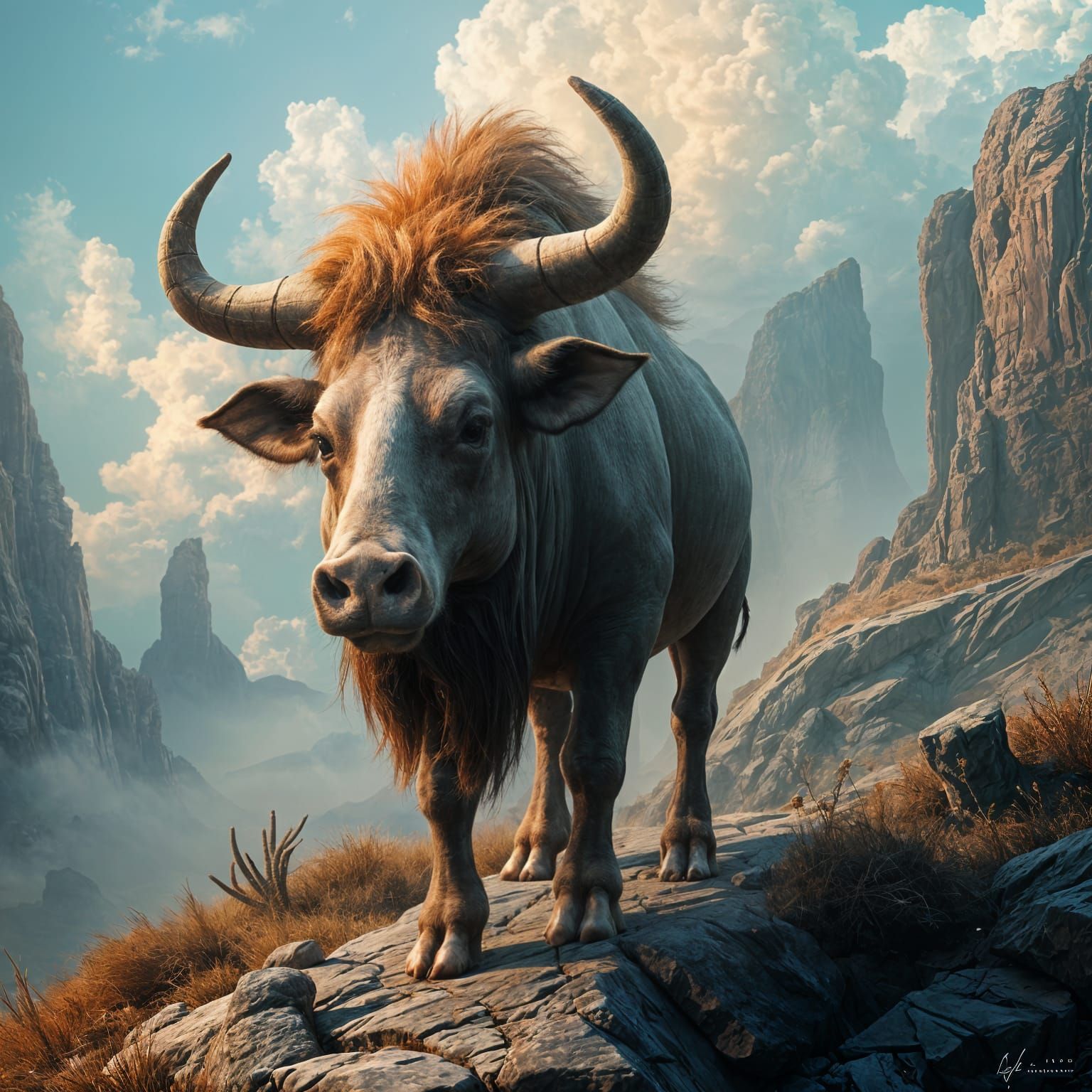 Fantastical Camel Cow Pig in Detailed Matte Painting