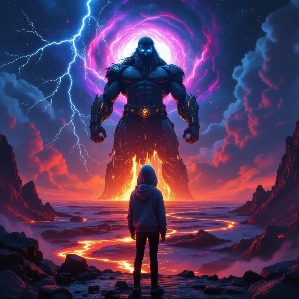 Cyberpunk Mount Olympus in Glitchcore Cityscape