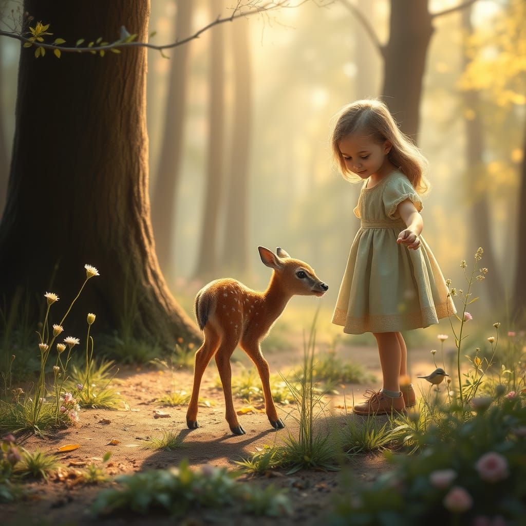 Serene Forest Encounter: A Newborn Fawn Takes First Steps