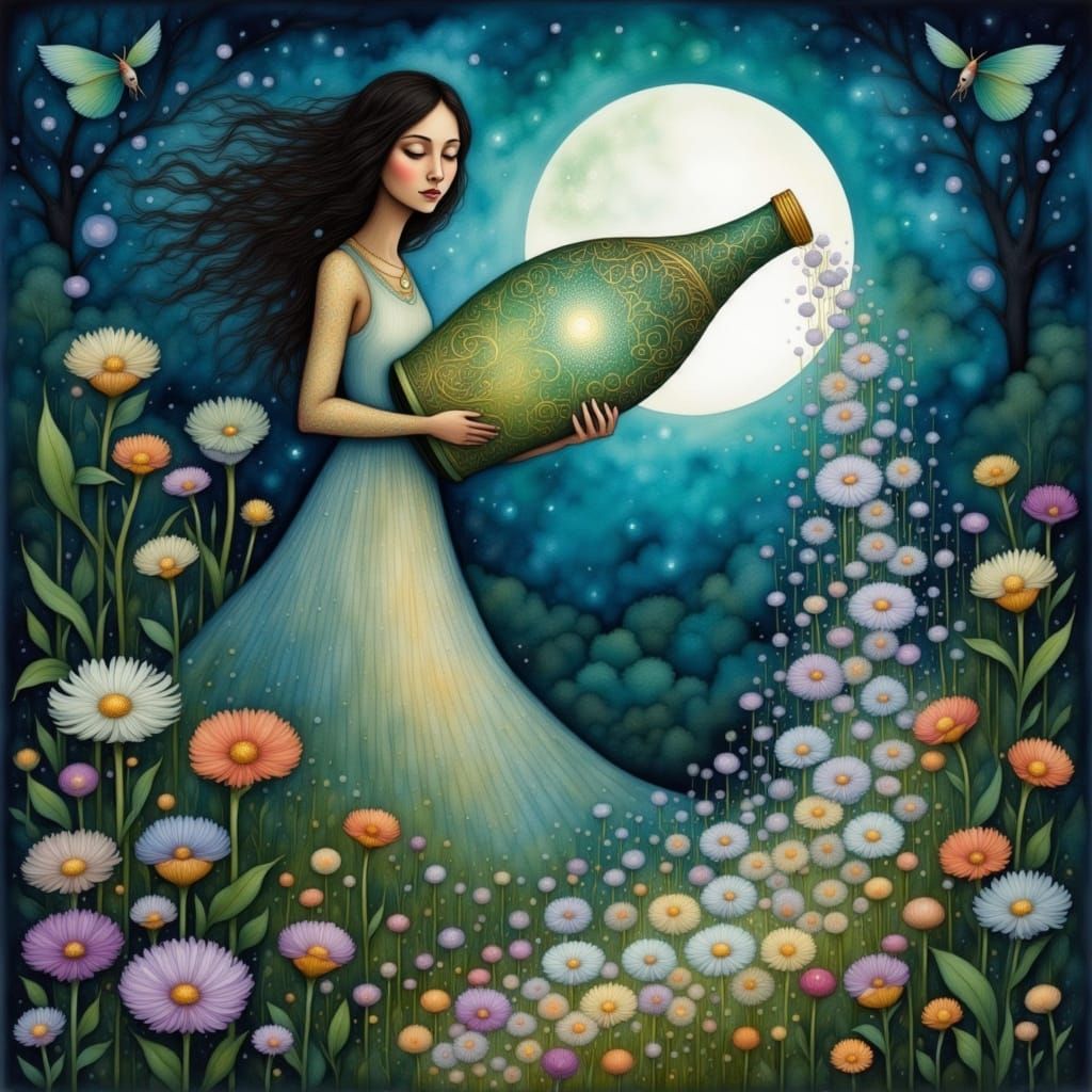 Whimsical Dreamweaver in Midnight Bloom