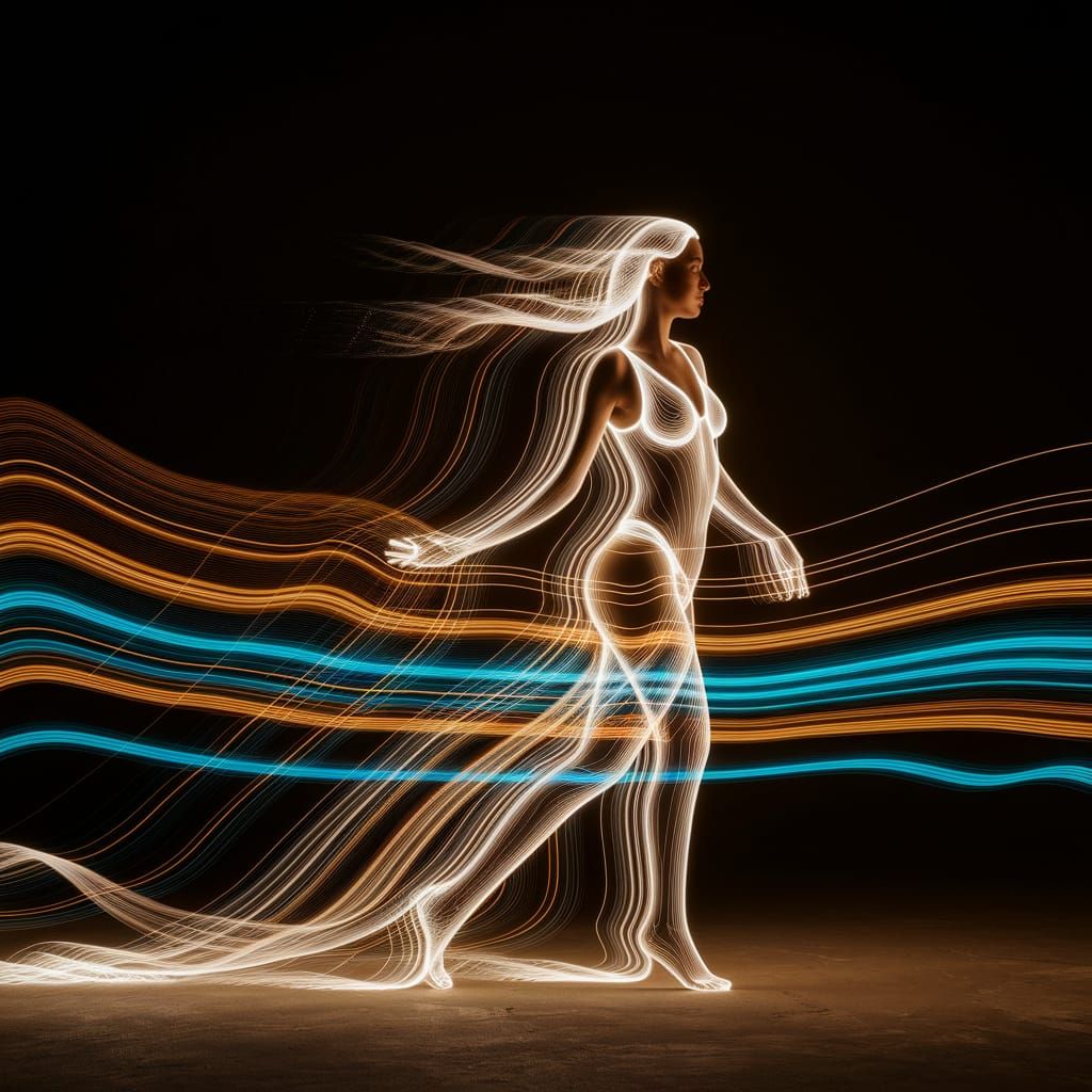 Ethereal Woman: Light Trails in Long Exposure Photography