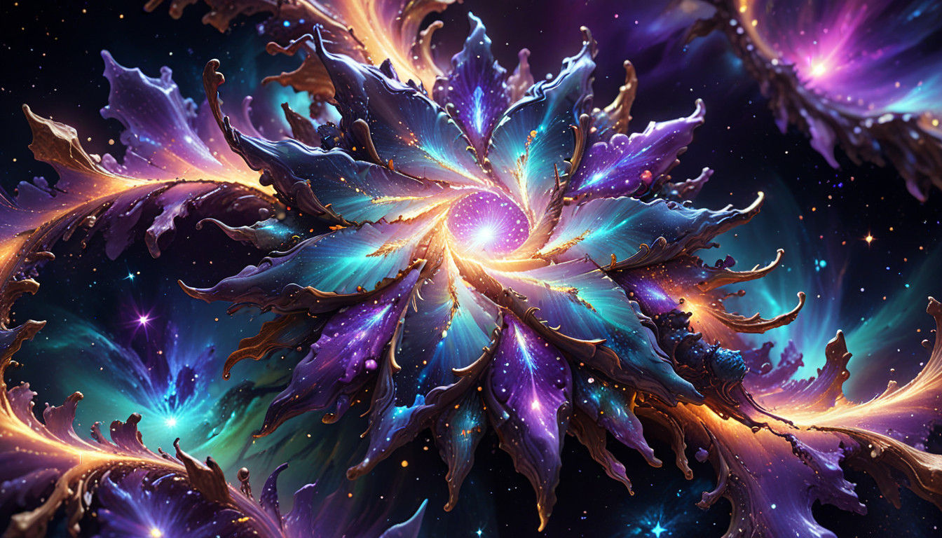 Stellar Star Clusters in Vibrant Iridescent Digital Art